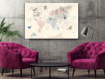 Obraz Zvieratká na mape sveta 1880